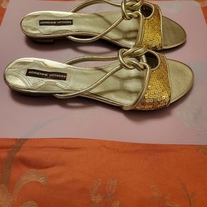 Adrienne Vittadini Gold Flat Sandals
